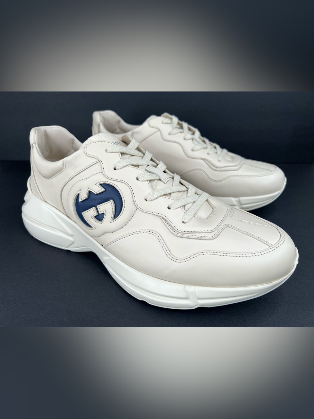 Gucci Rhyton GG Logo Ace Men Leather Sneakers UK 13 - US 13.5 - EU 47 - Picture 3 of 11